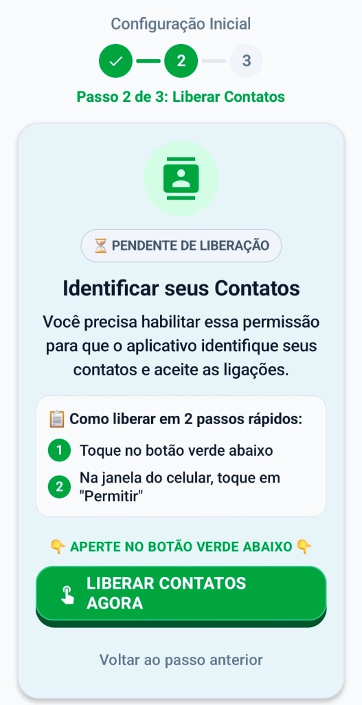 Passo 2 - Liberar acesso aos contatos