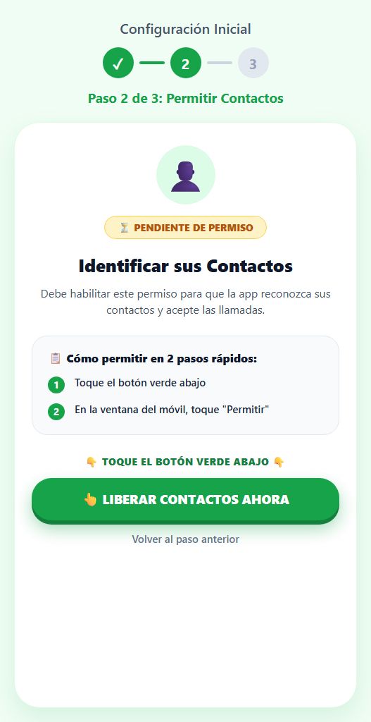 Paso 2 - Permitir acceso a contactos